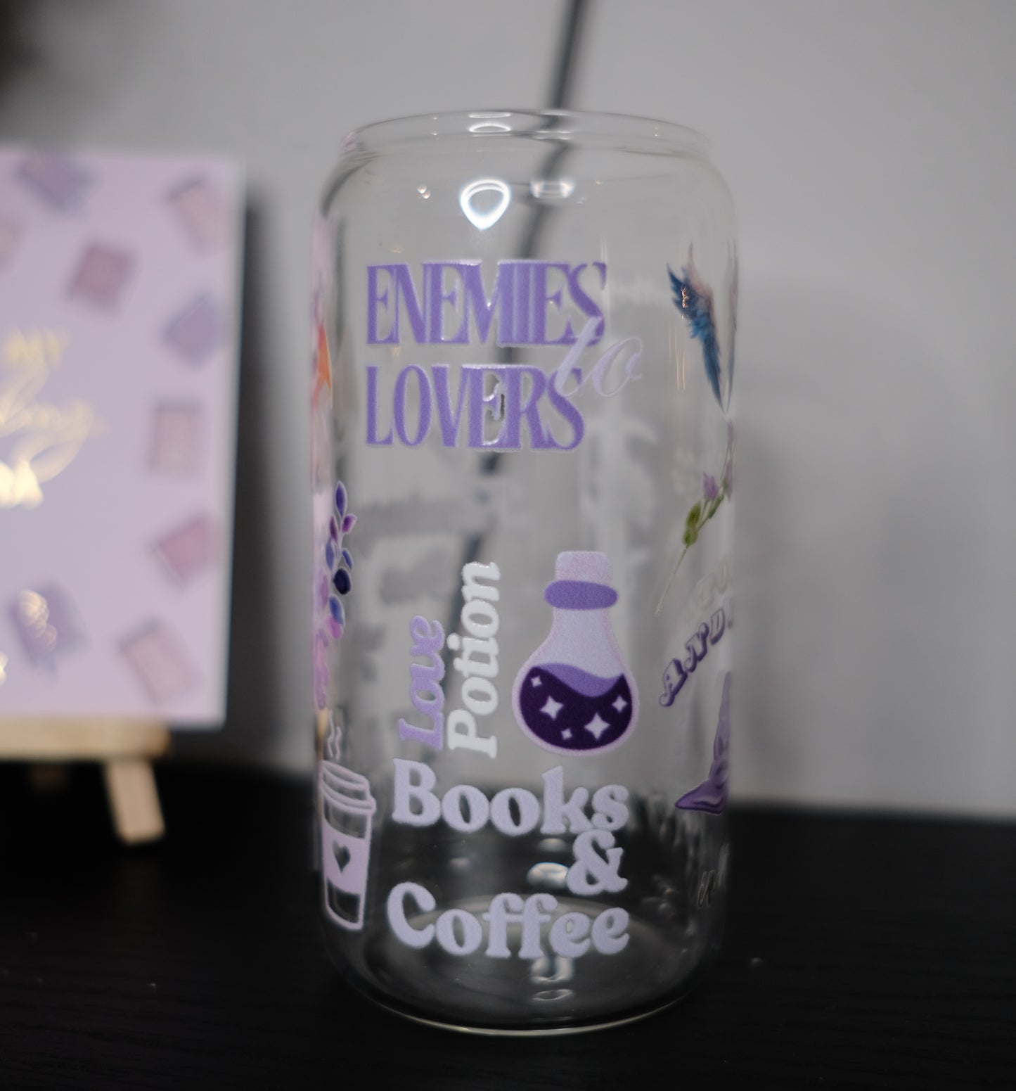 Glas Tumbler mit Bambusdeckel - Fantasy Lover (Design 1)