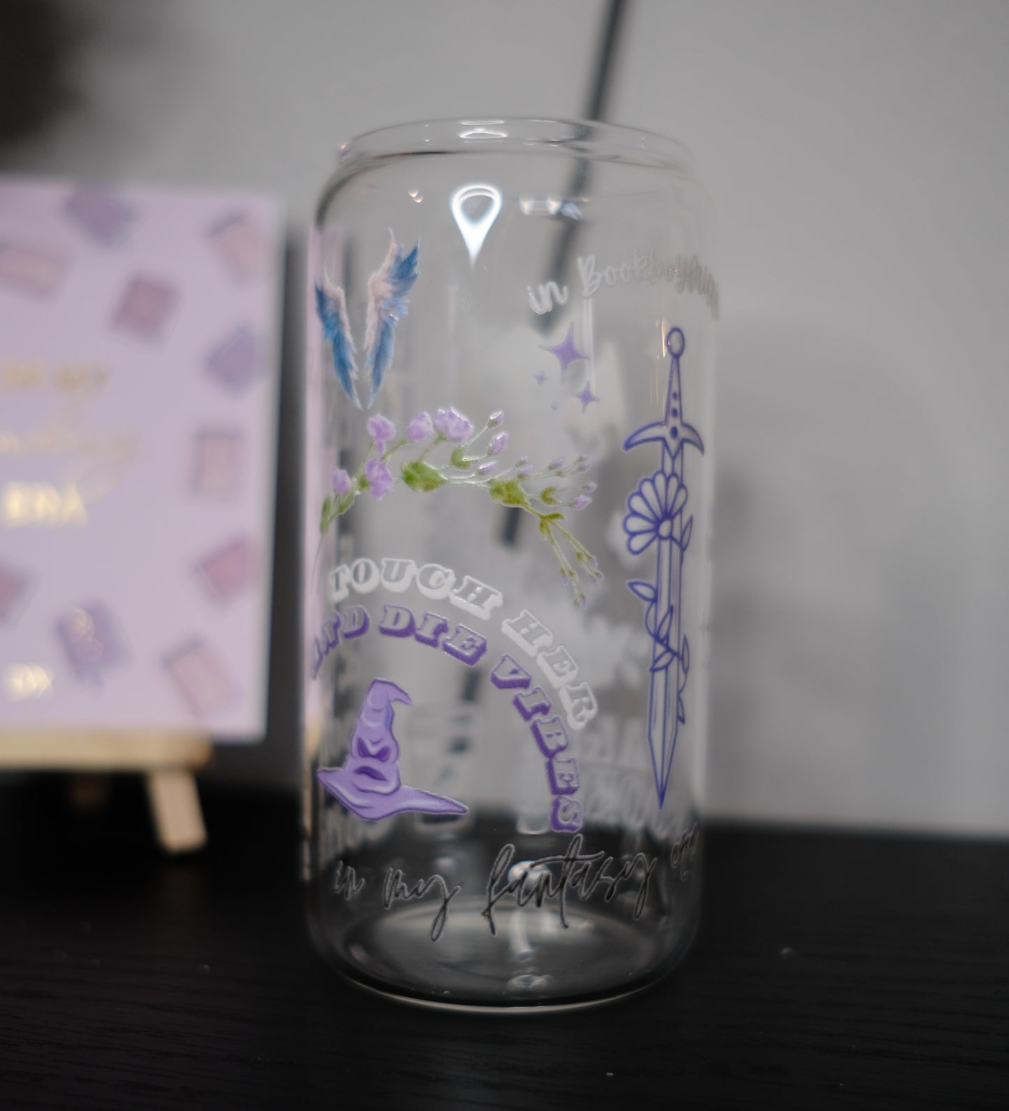 Glas Tumbler mit Bambusdeckel - Fantasy Lover (Design 1)