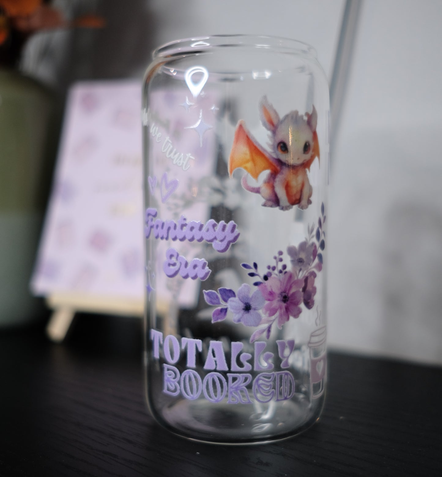 Glas Tumbler mit Bambusdeckel - Fantasy Lover (Design 1)