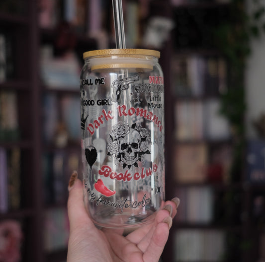 Glas Tumbler mit Bambusdeckel - Dark Romance